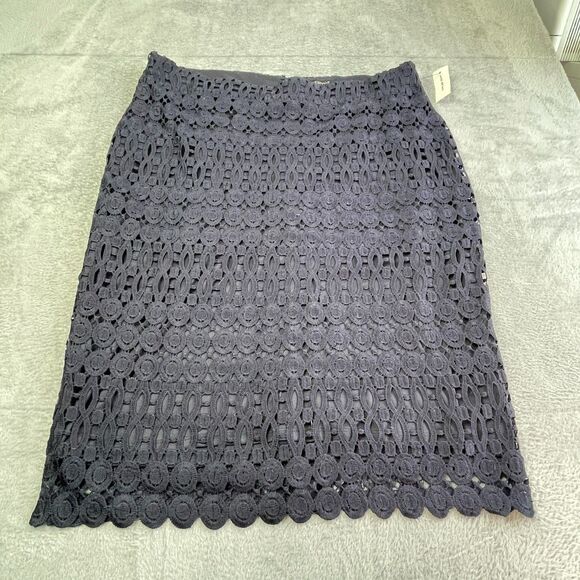 Lane Bryant Navy Blue Guipure Embroidered Lace Overlay Skirt Sz 18 NWT Workwear - Picture 3 of 14